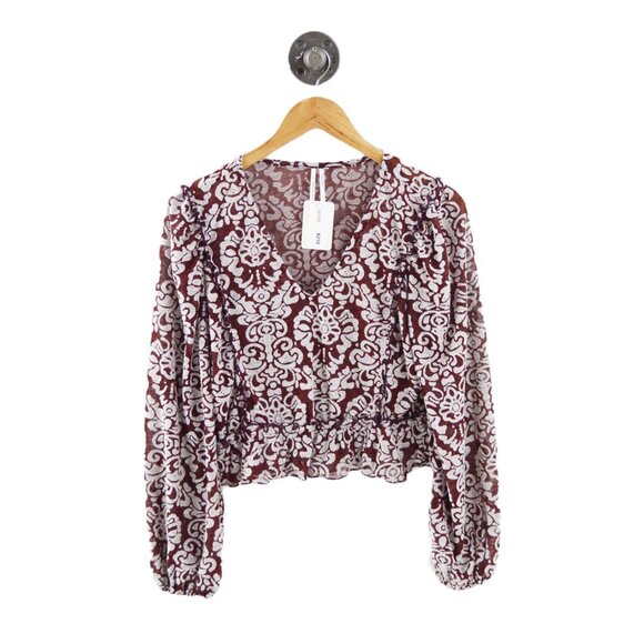 Anthropologie Embroidered Sheer L/S Blouse #210-3 - Picture 1 of 3